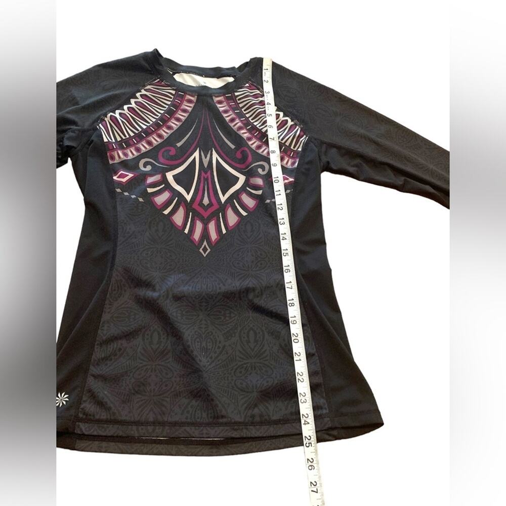 Athleta Long‎ Sleeve Cool Down Workout Top Abstract Geometric Print Size XS - Picture 7 of 9